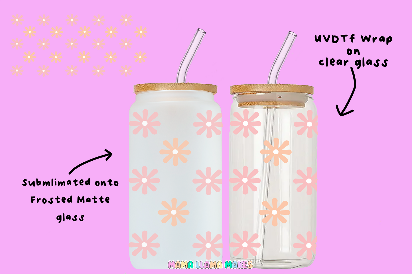 Pink Daisies can glass