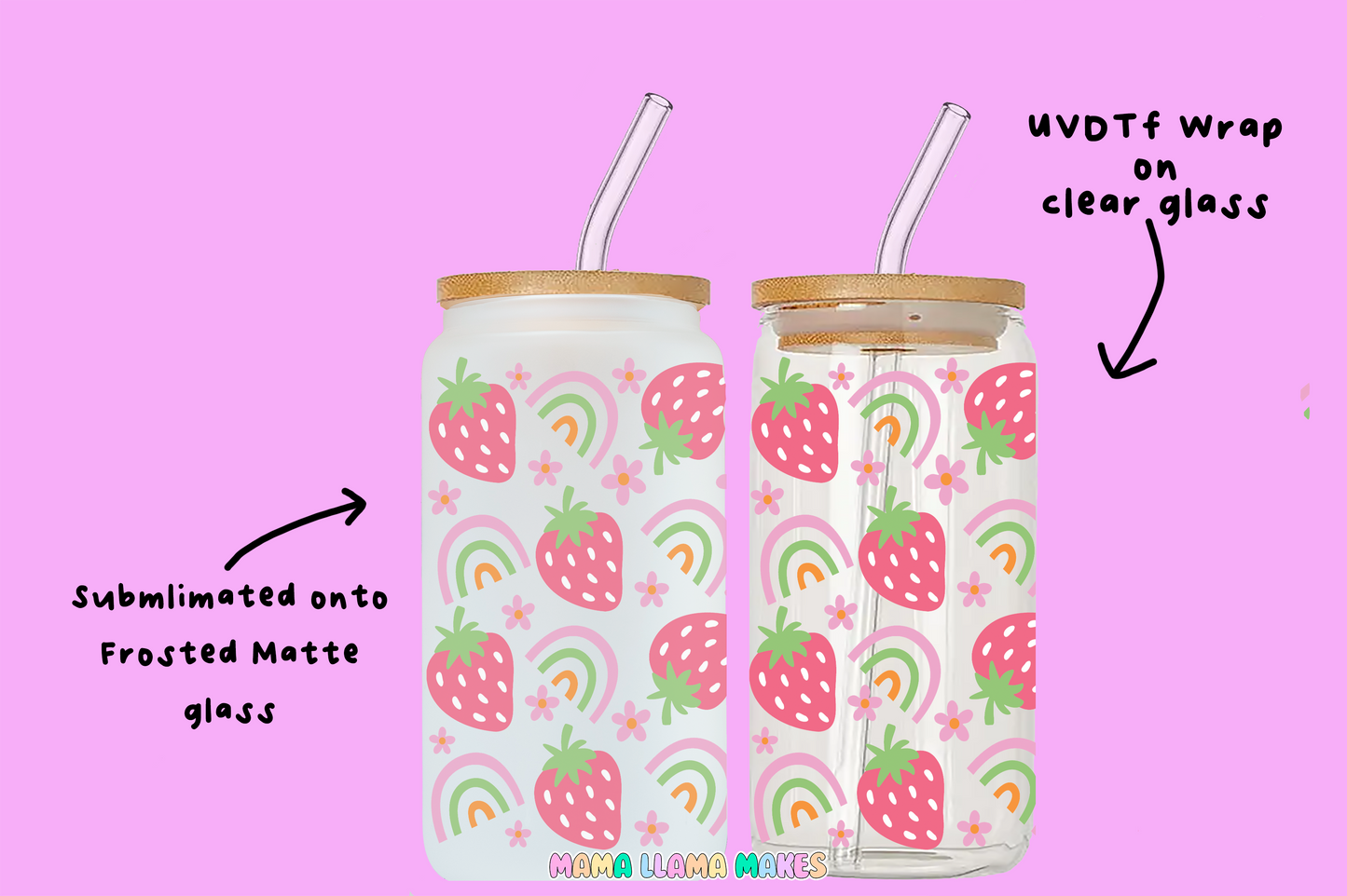 Strawberry and rainbows can glass