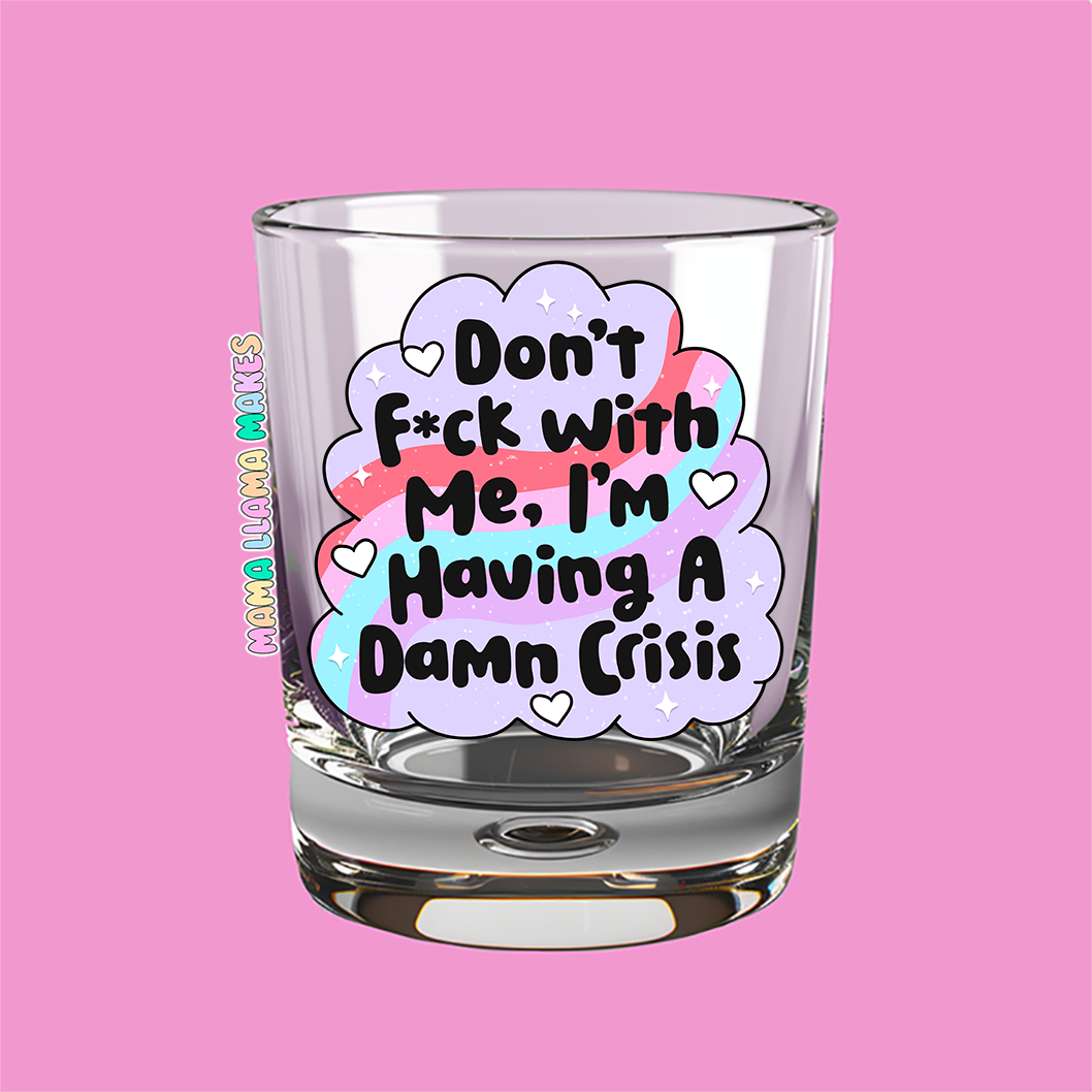 dont f*ck with me. I'm having a damn crises shot glass