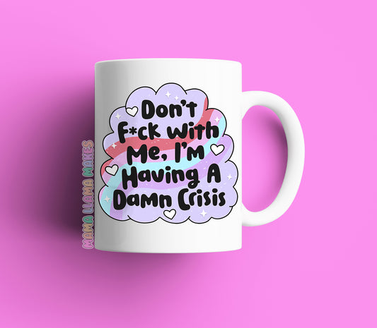 don't f*ck with me Im having a damn crises mug