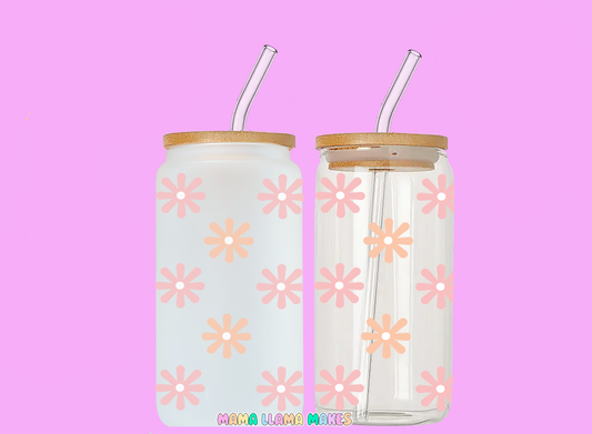Pink Daisies can glass