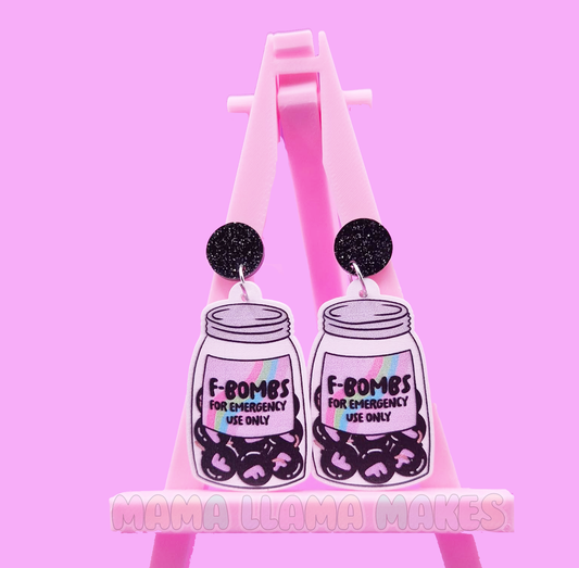 F-bombs for emergency use only earrings