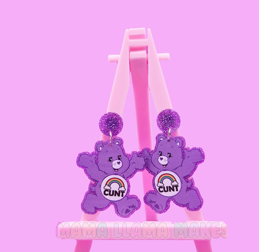 Cunt carebear earrings