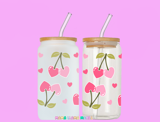 Love-heart cherry can glass