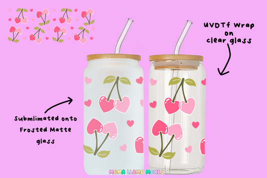 Love-heart cherry can glass