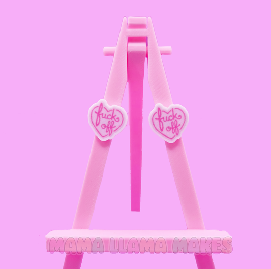Fuck off pink love heard studs