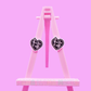 fuck off black love heart studs