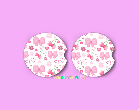 Cherry bows 1- Car coasters