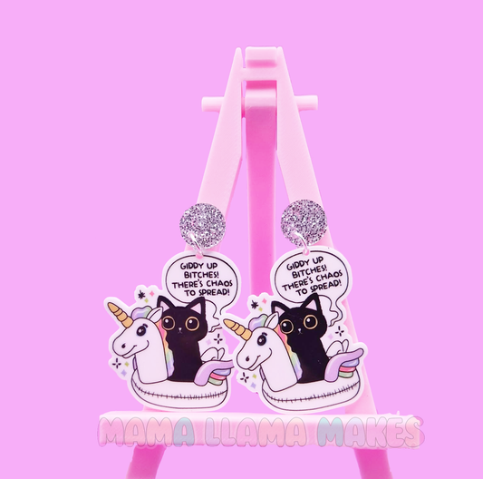 Giddy up bitches, there's chaos to spread earrings