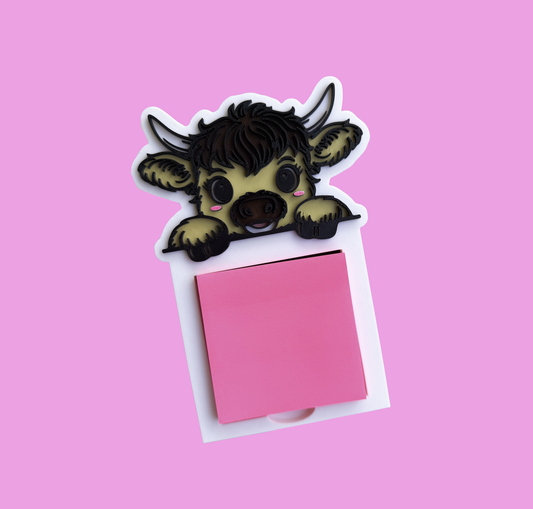 Cute Highland Cow Sticky Note Holder – Moo-ve Over, Boring Desks